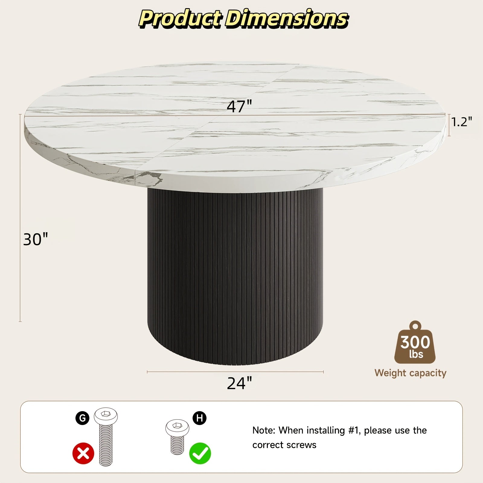 A 47-Inch Circular Dining Table Suitable for Four People, Featuring a Wooden Strip Base, Ideal for Modern Farmhouse-Style Dining in The Kitchen Or Living Room, Available in Walnut And Black