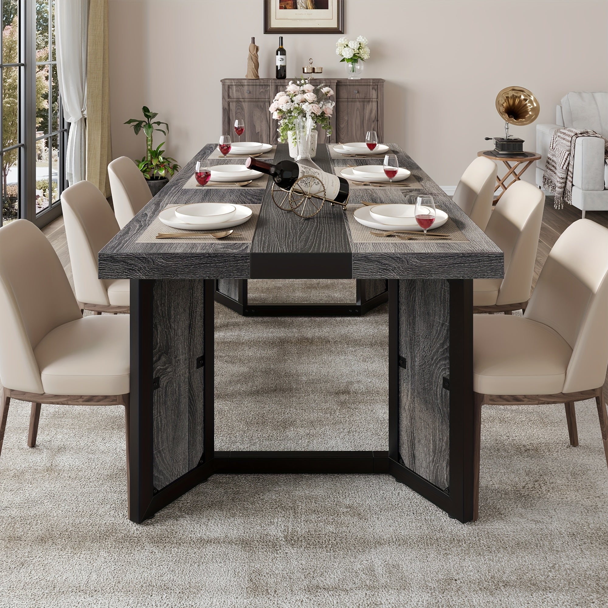 Industrial Dining Table For 6-8 People, 71\