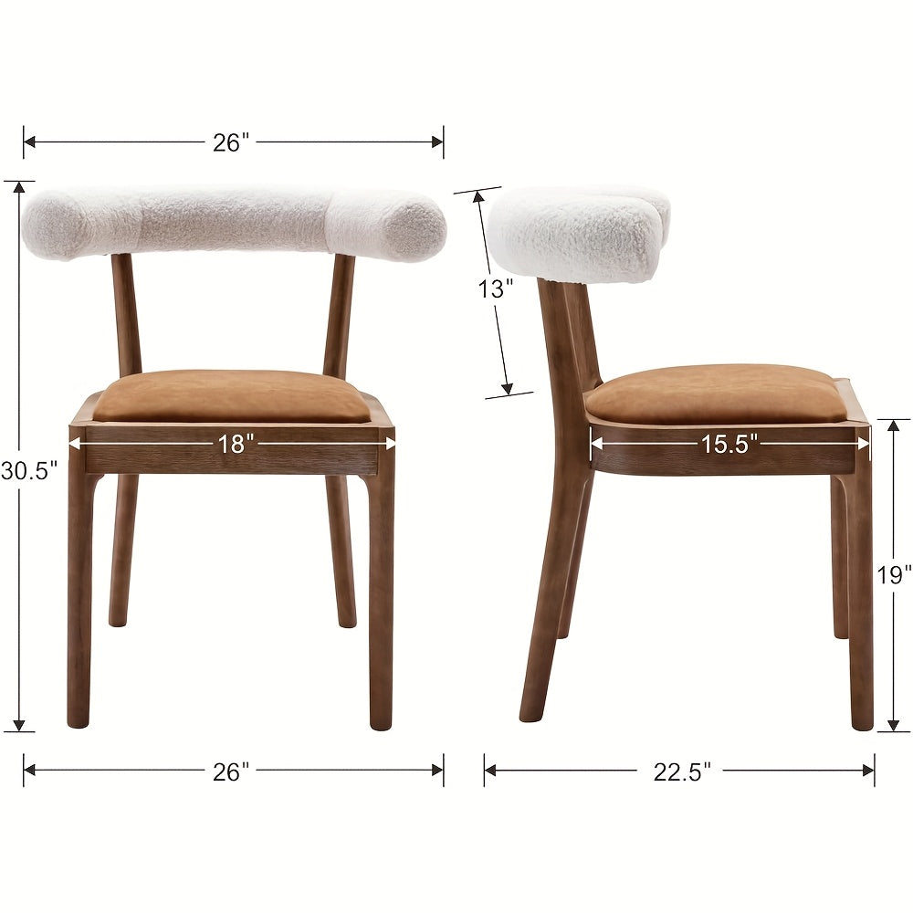 2-Seater Mid-Century Modern Dining Chair Set, Comfortable Wood Side Chairs with Curved Open Back Upholstery, Farmhouse Kitchen Chair Sets for Indoor\u002FLiving Room\u002FReception\u002FDining