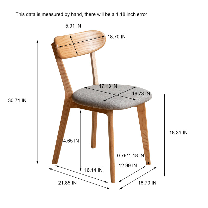 Dining Chair Wooden FAS Grade Oak | Natural Wood Made in North America, 100% Dirt-free, Solid Construction, Easy and Natural Design, 18.7 * 21.85 * 30.71inch