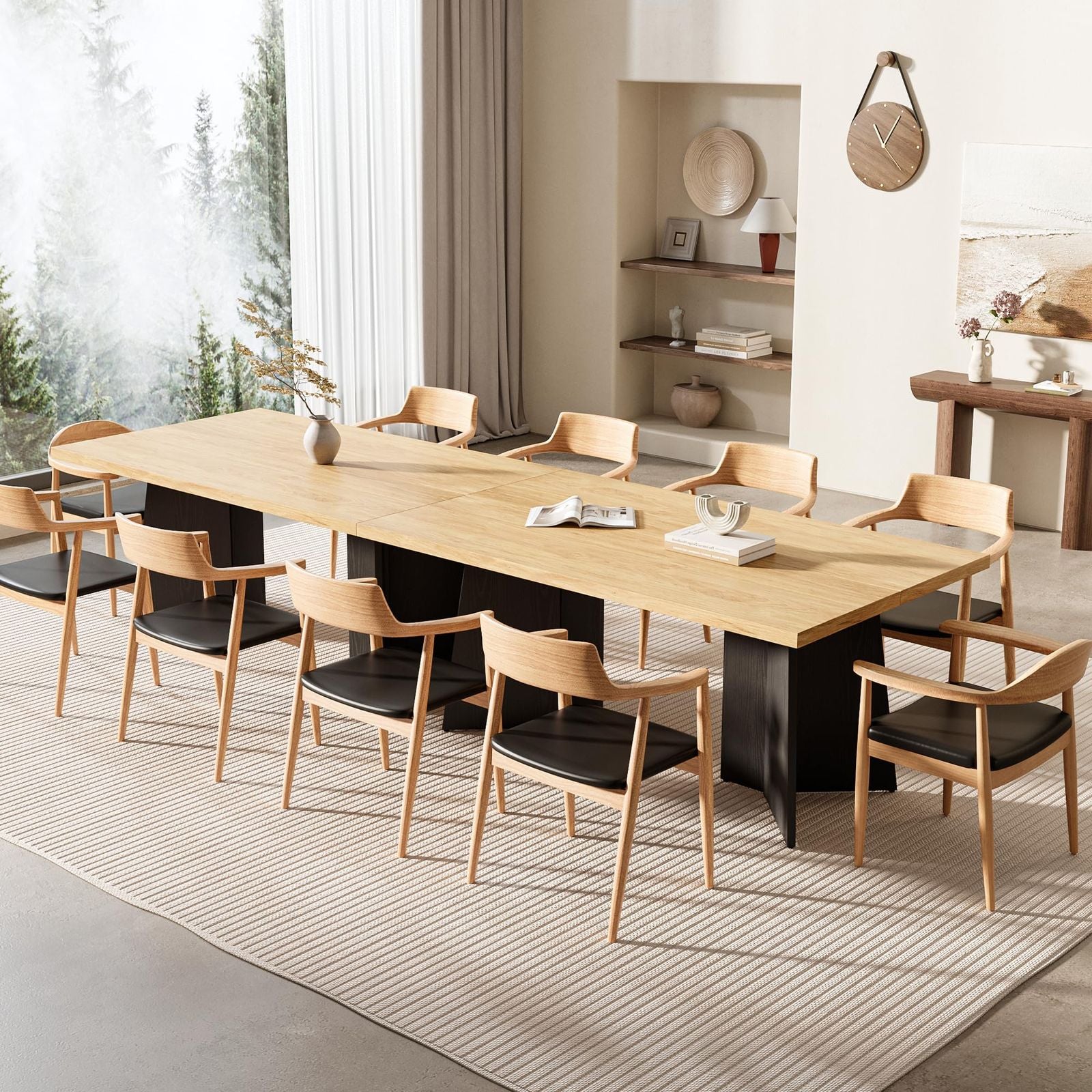 Modern Minimalist Y-Leg Dining Table - Retro Y-Shaped Base, Multifunctional Assembly Table Suitable for Small Spaces, Contemporary & Dining Room Furniture with Sturdy Y-Shaped Leg