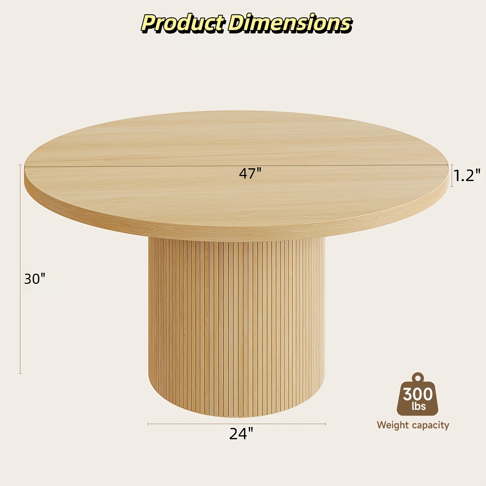 A 47-Inch Circular Dining Table Suitable for Four People, Featuring a Wooden Strip Base, Ideal for Modern Farmhouse-Style Dining in The Kitchen Or Living Room, Available in Walnut And Black