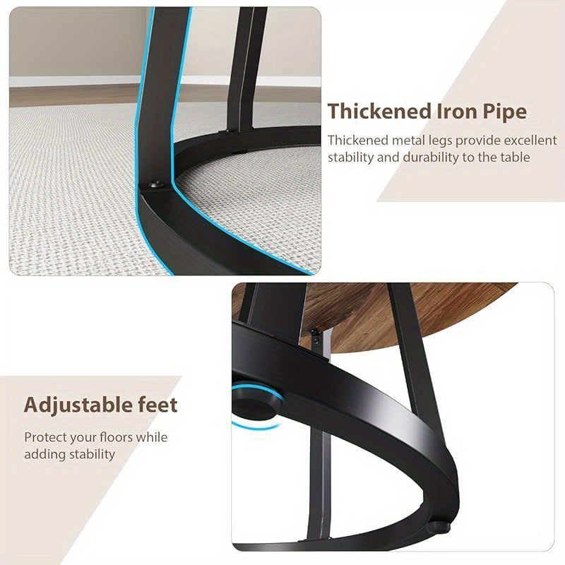 47. 2-inch Round Dining Table For 4-6 People, Farmhouse Kitchen Table With Open Storage, Easy To Assemble, Suitable For Kitchens, Dining Rooms, Living Rooms, Meeting Rooms, And Apartments(Chairs Not Included)