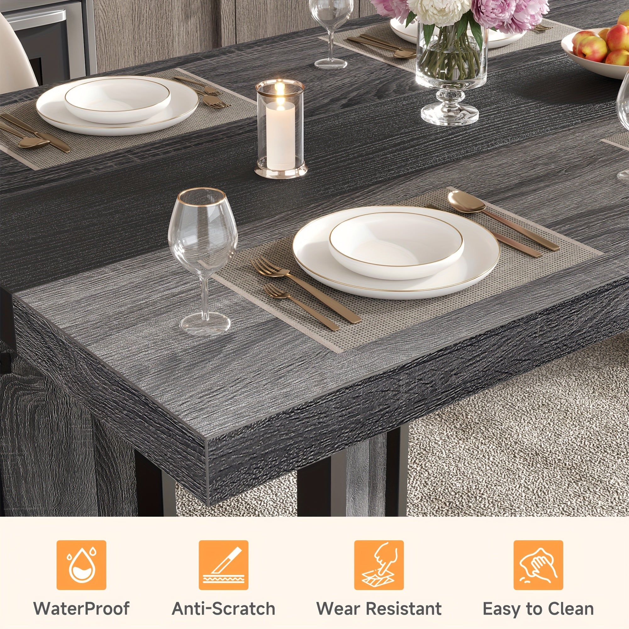 Industrial Dining Table For 6-8 People, 71\