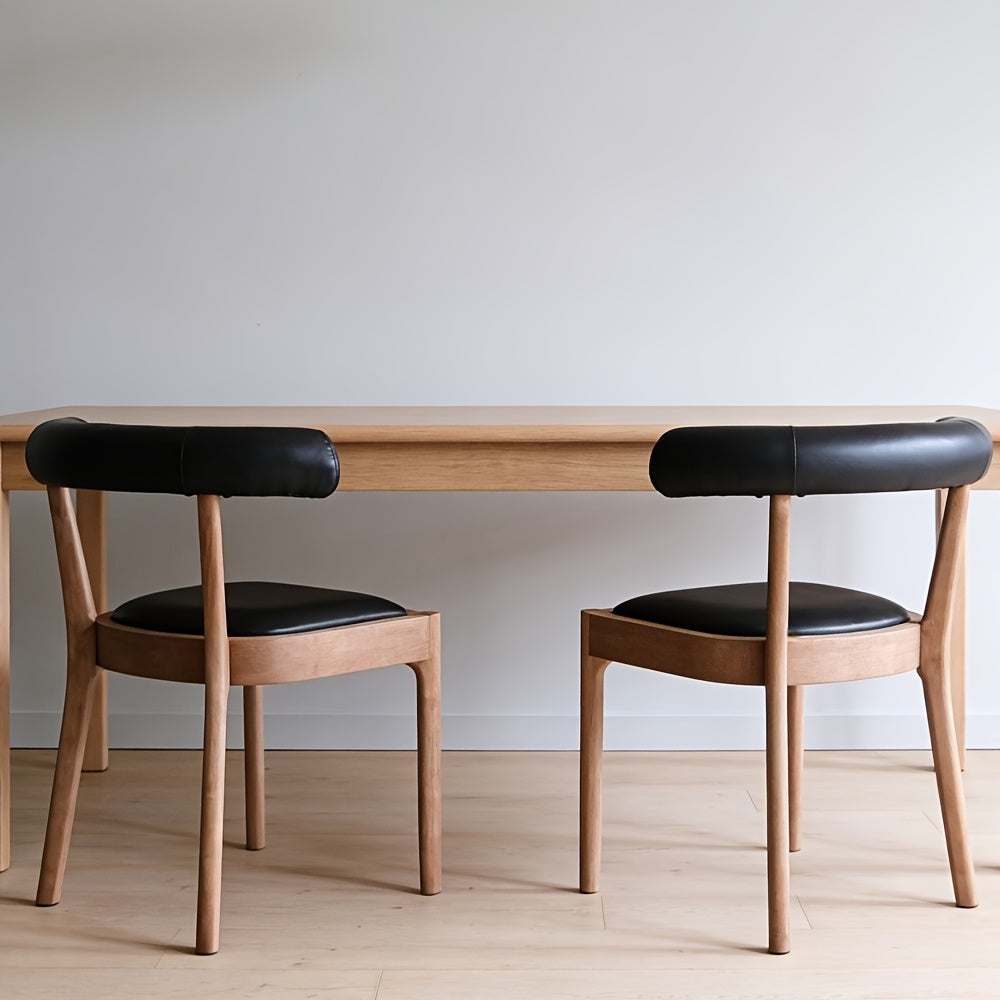 2-Seater Mid-Century Modern Dining Chair Set, Comfortable Wood Side Chairs with Curved Open Back Upholstery, Farmhouse Kitchen Chair Sets for Indoor\u002FLiving Room\u002FReception\u002FDining