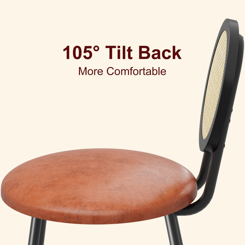 Set of 2 Modern Rattan Dining Chairs with Thick Upholstered Seats, Space-Saving Design and Durable Metal Legs for Kitchen and Living Room