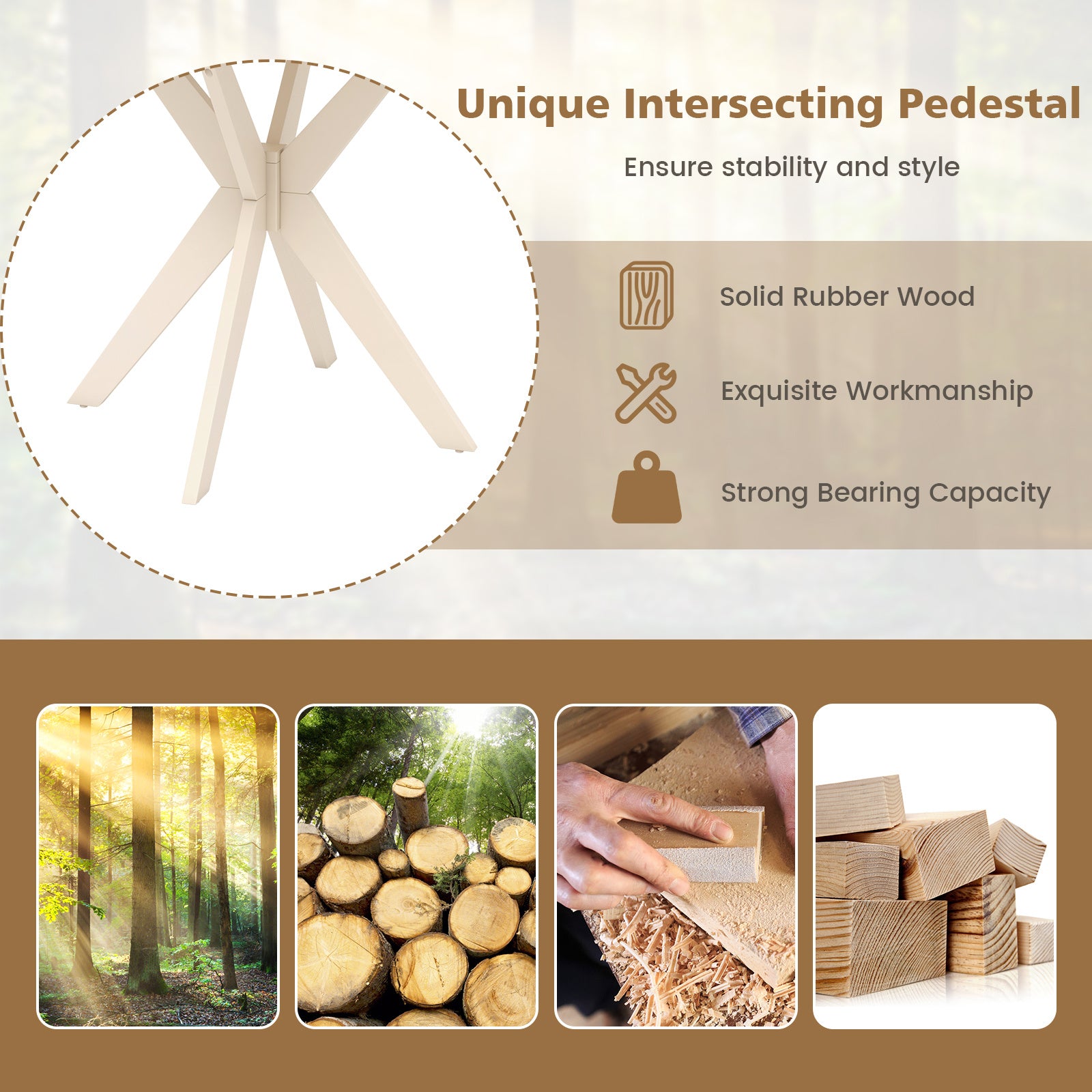 COSTWAY Round Dining Table, 36-Inch Mid Century Modern Kitchen Table with Faux Marble Tabletop & Solid Rubber Wood Legs, Leisure Table for 2-4 Person, for Kitchen, Dining Room, Reception Room, White