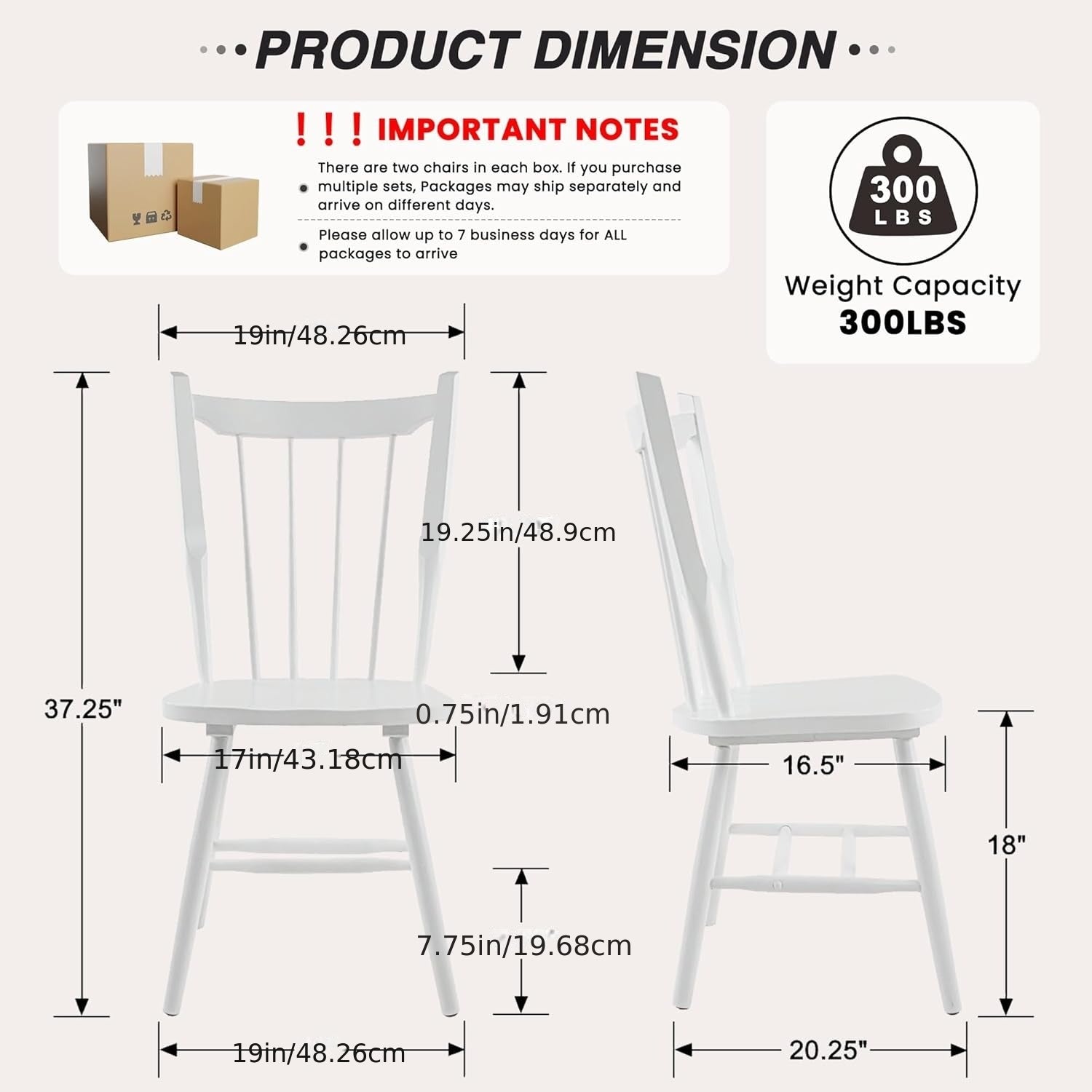 Set of 2\u002F 4 White Windsor Dining Chairs, Farmhouse Wooden Kitchen Chairs with Spindle Back, Mid Century Modern Armless Kitchen Side Chair for Dining Living Room Restaurant, Suitable for Family Gatherings\u002F holiday Gatherings