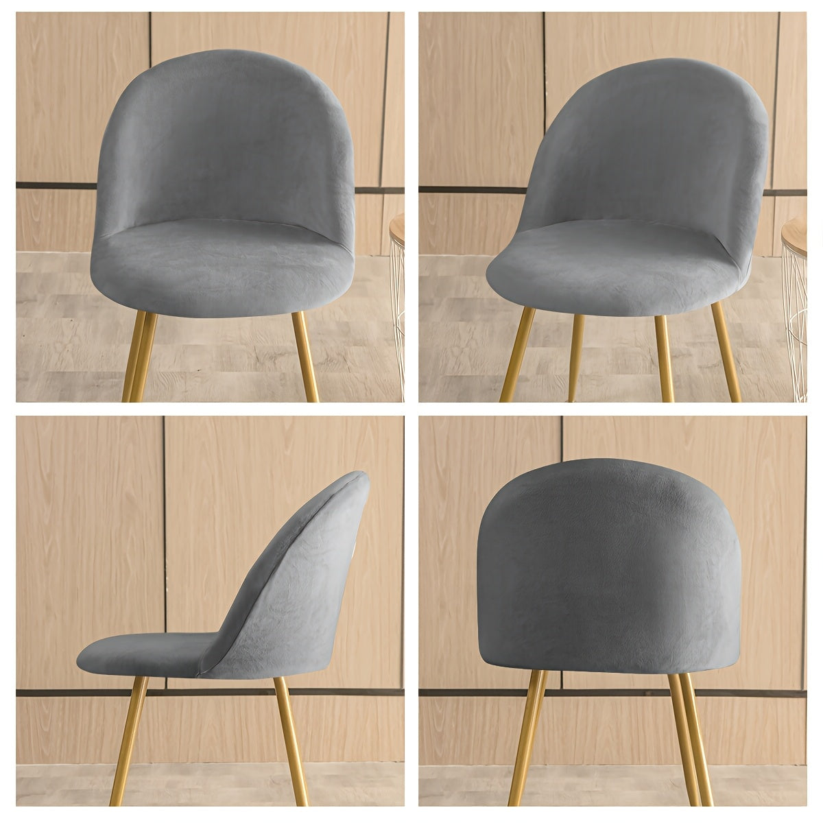 Soft Velvet Chair Covers 4\u002F6pcs Soft Silver Fox Velvet Duckbill Chair Covers | Machine Washable Dining Chair Protectors