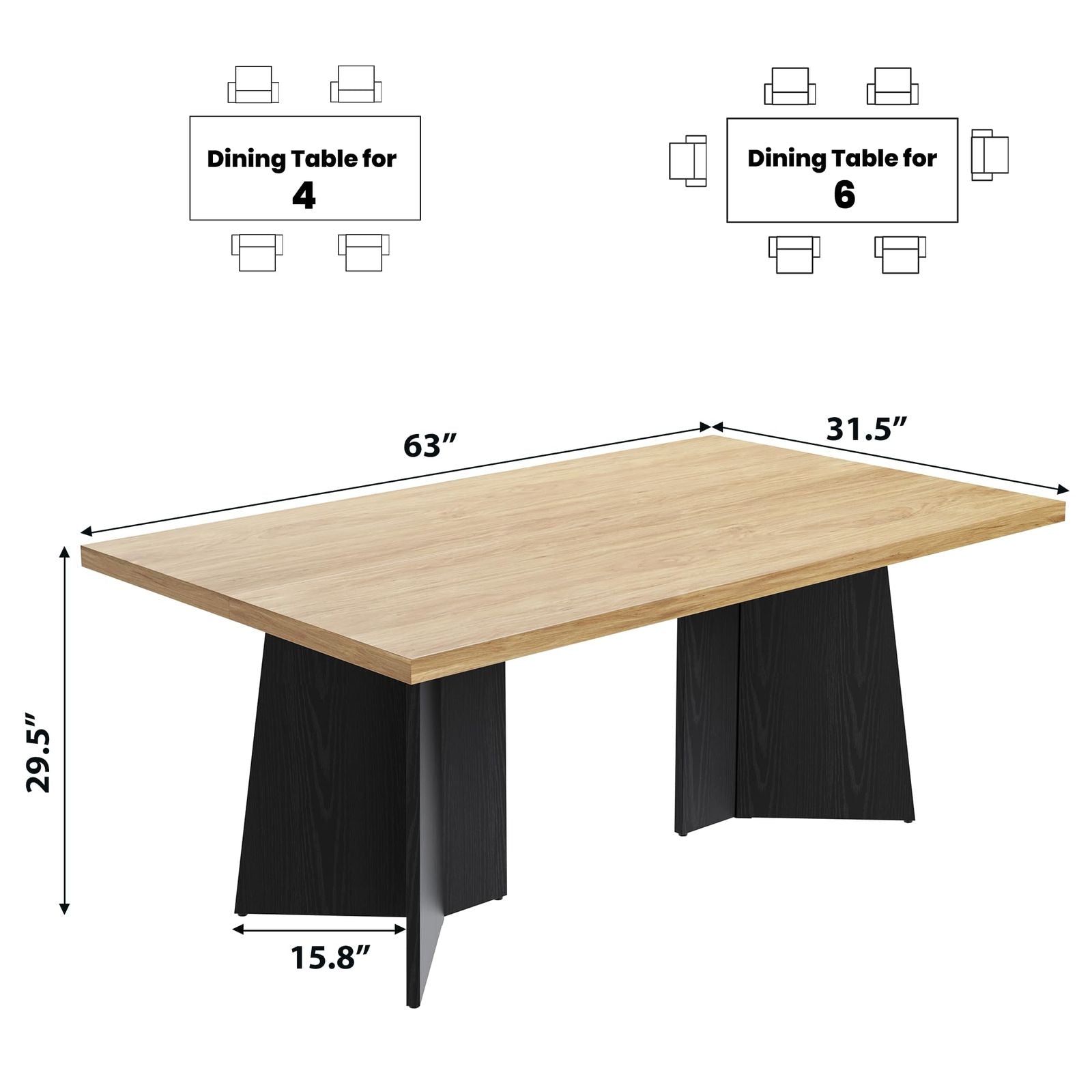 Modern Minimalist Y-Leg Dining Table - Retro Y-Shaped Base, Multifunctional Assembly Table Suitable for Small Spaces, Contemporary & Dining Room Furniture with Sturdy Y-Shaped Leg