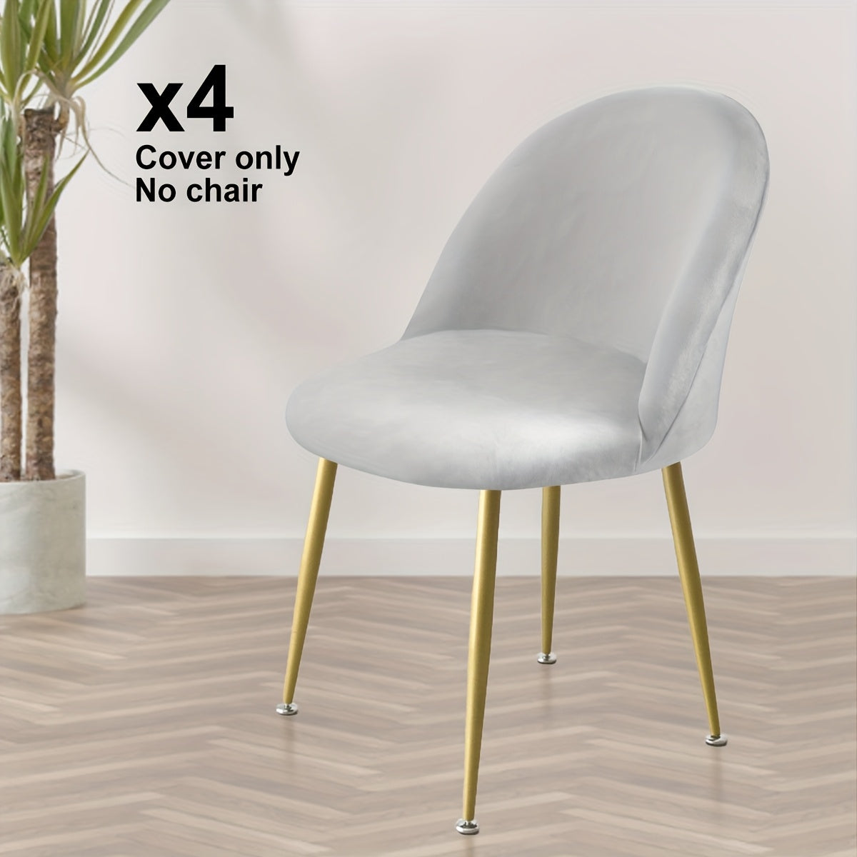 4\u002F6pcs Elastic Silvery Fox Velvet Duckbill Chair Covers for Home and Hotel Use