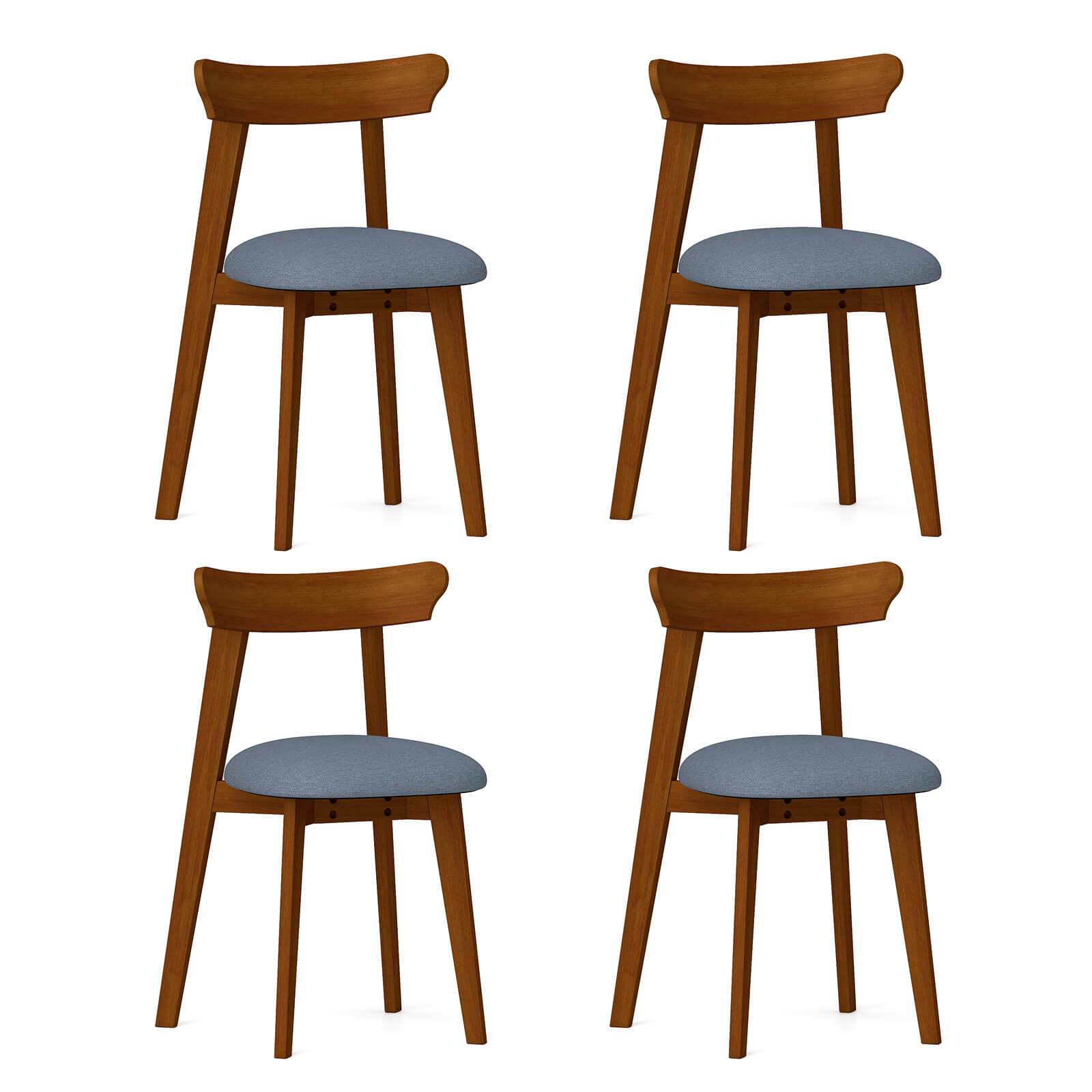 MULTIGOT Wood Dining Chairs Set of 2\u002F4 with Rubber Wood Frame Padded Seat & Curved Backrest