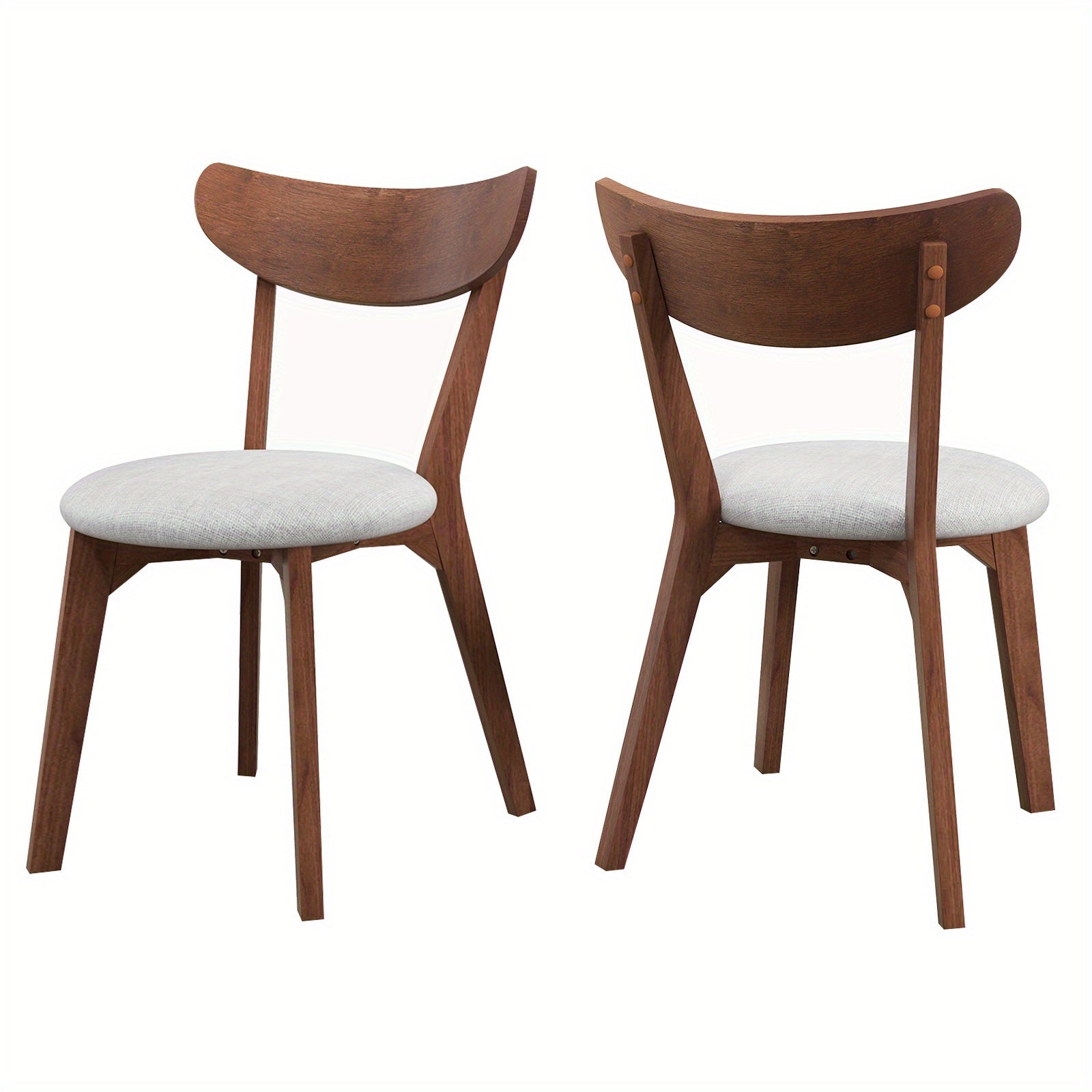 MAXMASS Upholstered Dining Chair Set of 2, Mid Century Breakfast Chair Set w\u002F Solid Rubber Wood Legs, Counter Height Bar Chair for Kitchen Island, Dining Room, Walnut