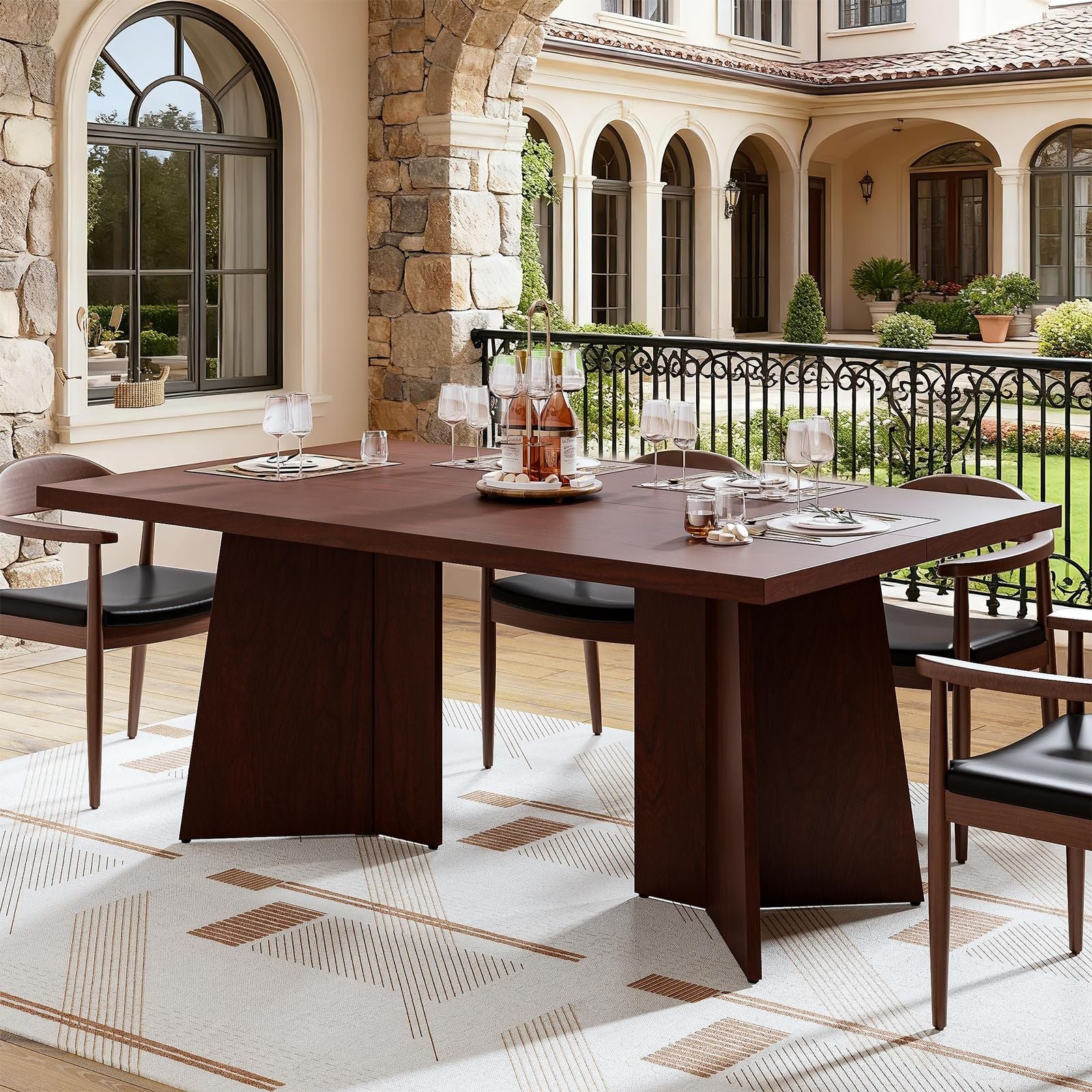 Modern Minimalist Y-Leg Dining Table - Retro Y-Shaped Base, Multifunctional Assembly Table Suitable for Small Spaces, Contemporary & Dining Room Furniture with Sturdy Y-Shaped Leg