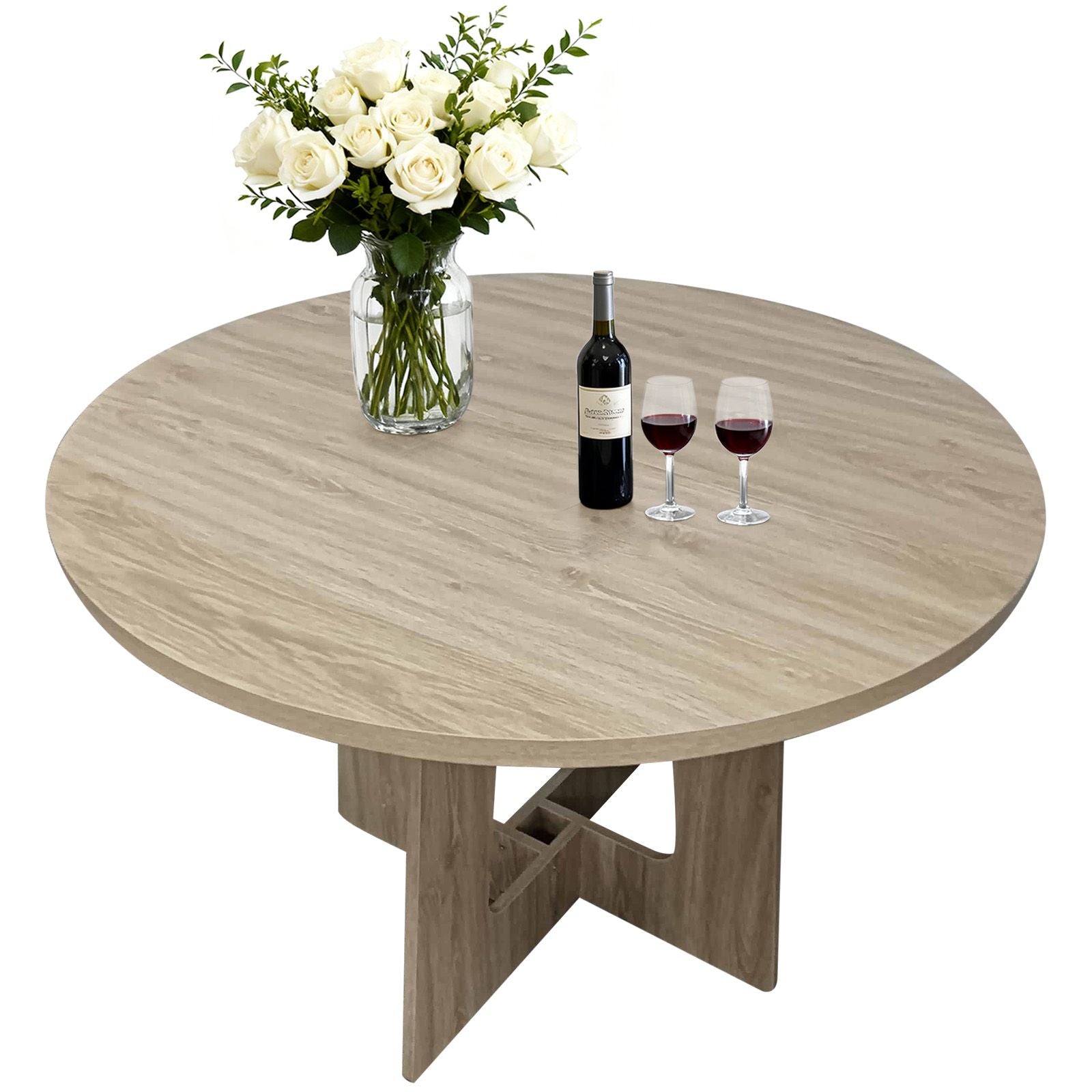 Modern Round Dining Table with Base & Top - Base Suitable for Modern Living Spaces, Assembly Multicolor Tabletop\u002F, Durable Circular Table for Contemporary Homes, Kitchens, and Dining Rooms