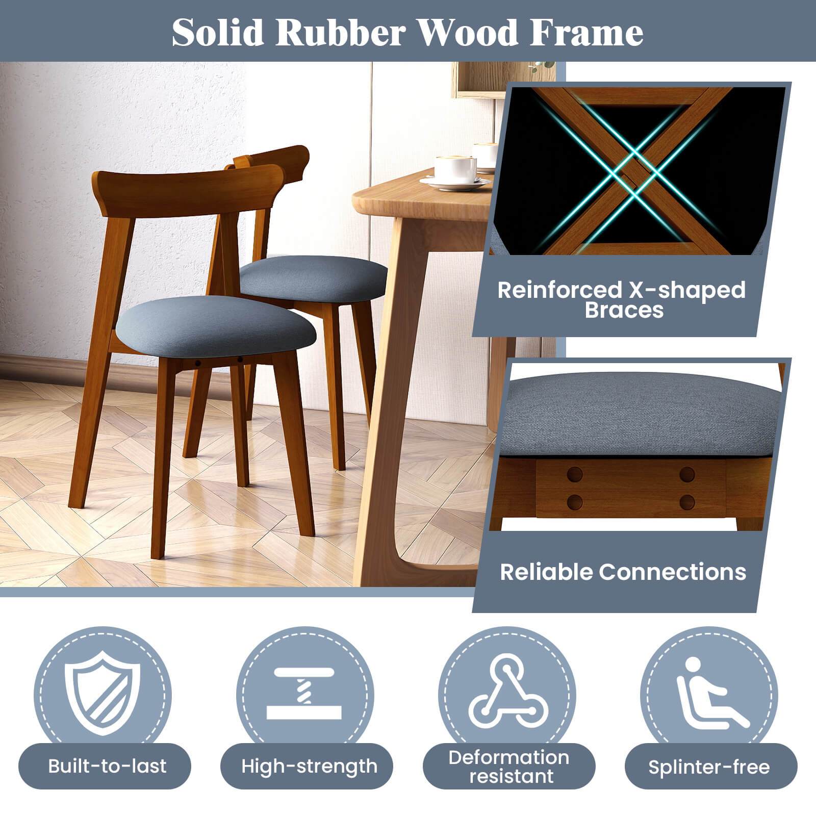 MULTIGOT Wood Dining Chairs Set of 2\u002F4 with Rubber Wood Frame Padded Seat & Curved Backrest