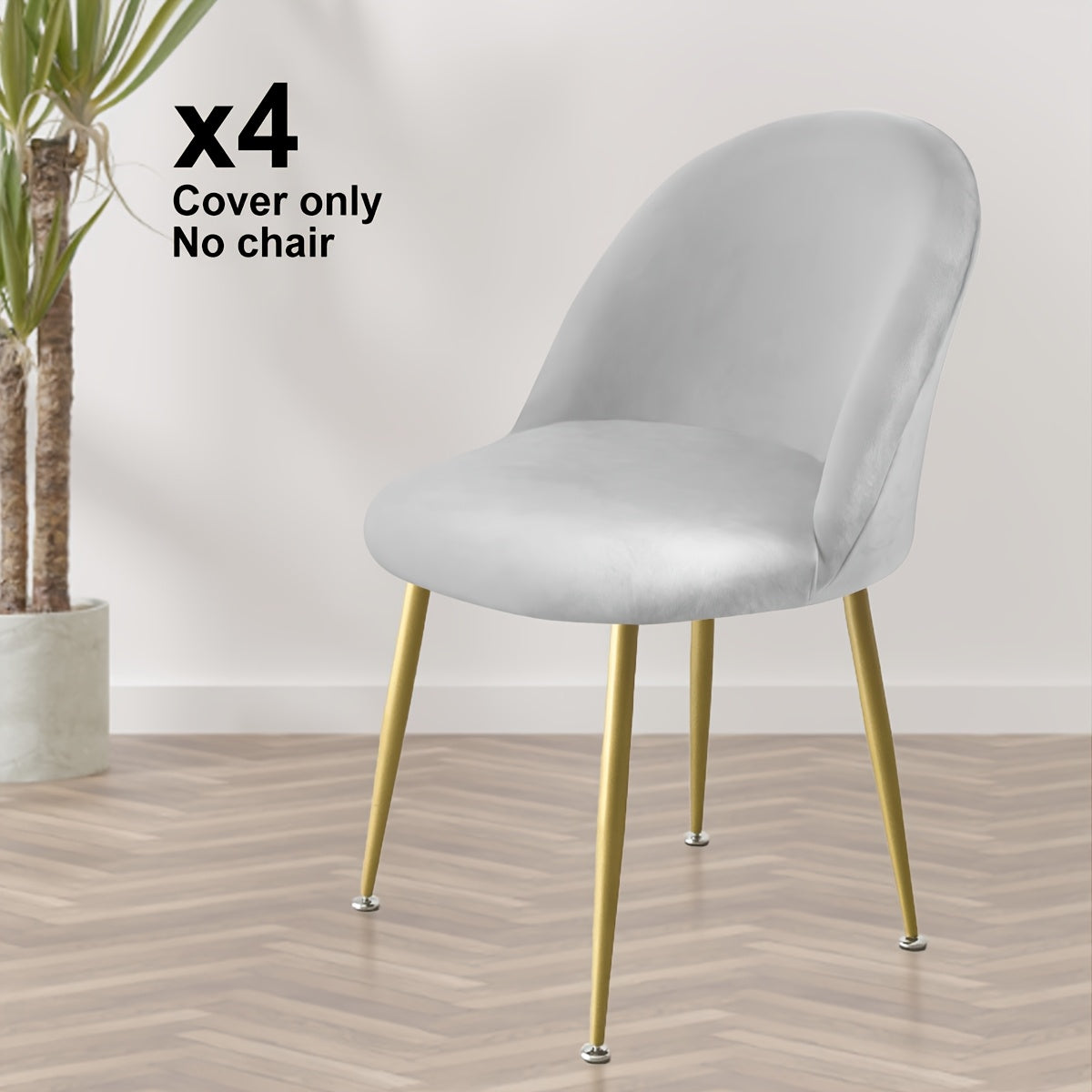 Soft Velvet Chair Covers 4\u002F6pcs Soft Silver Fox Velvet Duckbill Chair Covers | Machine Washable Dining Chair Protectors