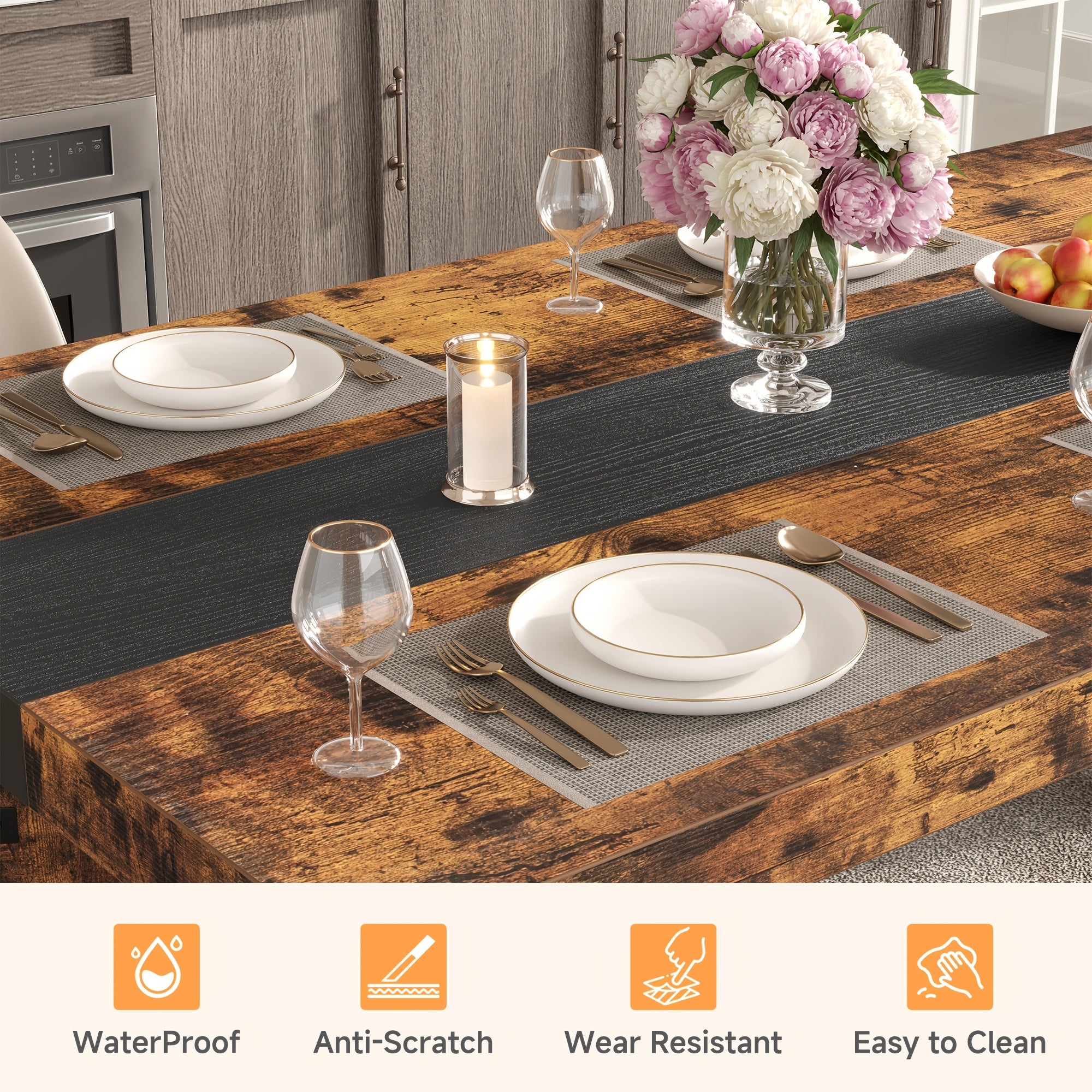 Industrial Dining Table For 6-8 People, 71\