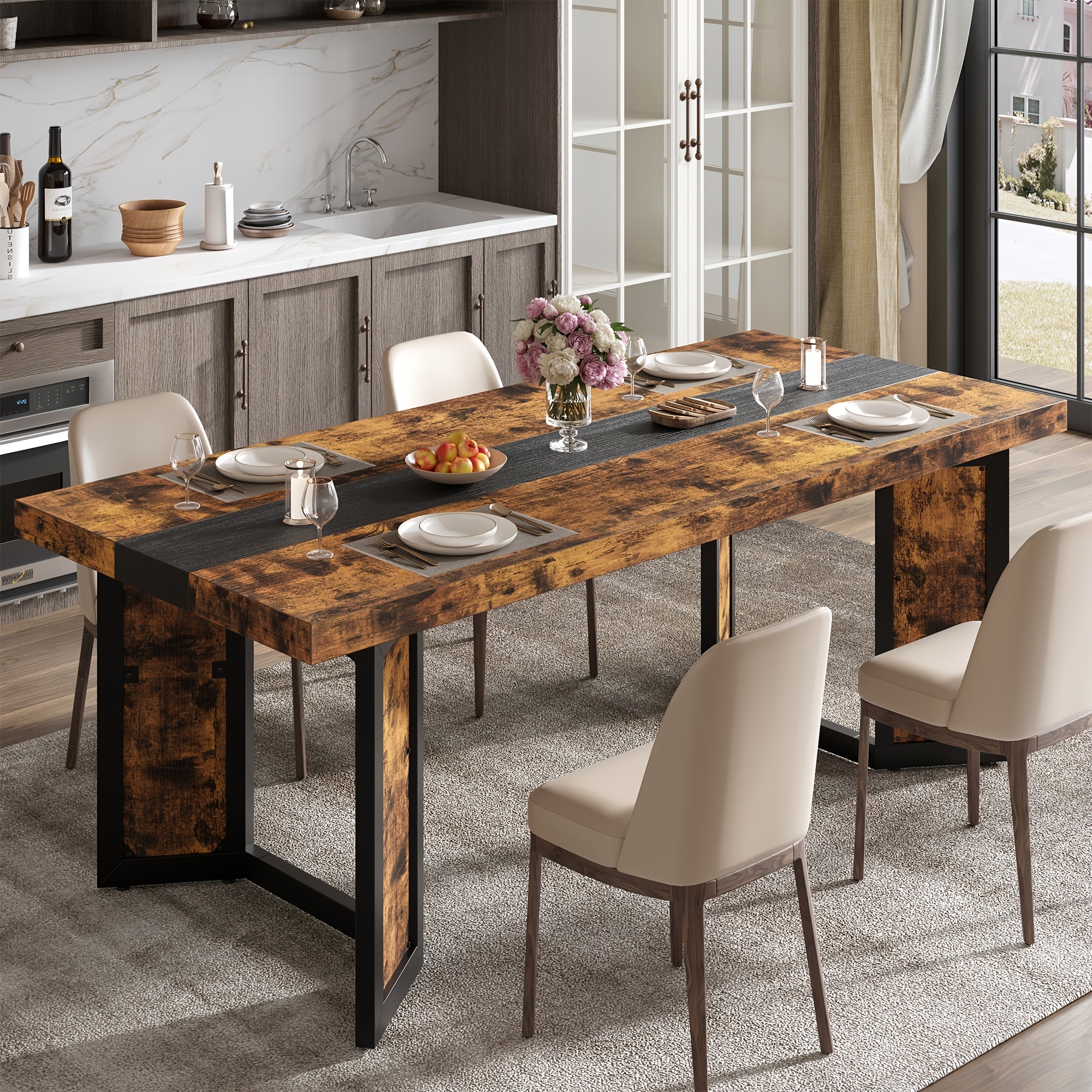 Industrial Dining Table For 6-8 People, 71\