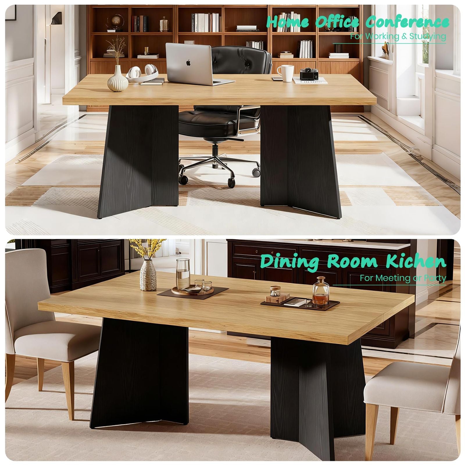 Modern Minimalist Y-Leg Dining Table - Retro Y-Shaped Base, Multifunctional Assembly Table Suitable for Small Spaces, Contemporary & Dining Room Furniture with Sturdy Y-Shaped Leg