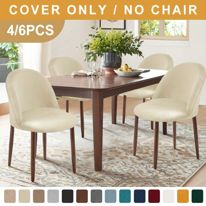 Soft Velvet Chair Covers 4\u002F6pcs Soft Silver Fox Velvet Duckbill Chair Covers | Machine Washable Dining Chair Protectors